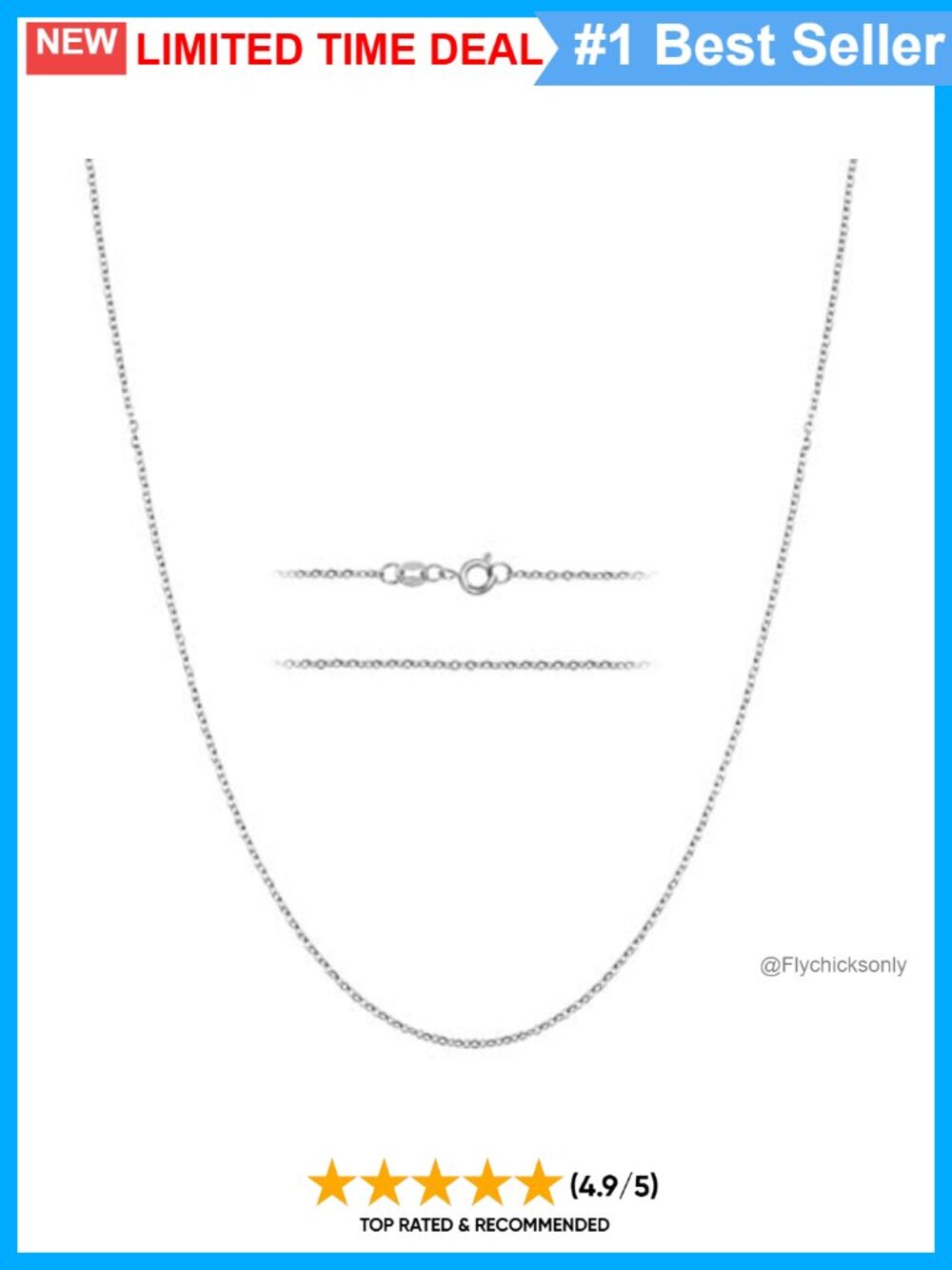 Sterling Silver Plated Cable Chain Necklace Stainless Steel Dainty 1.5mm